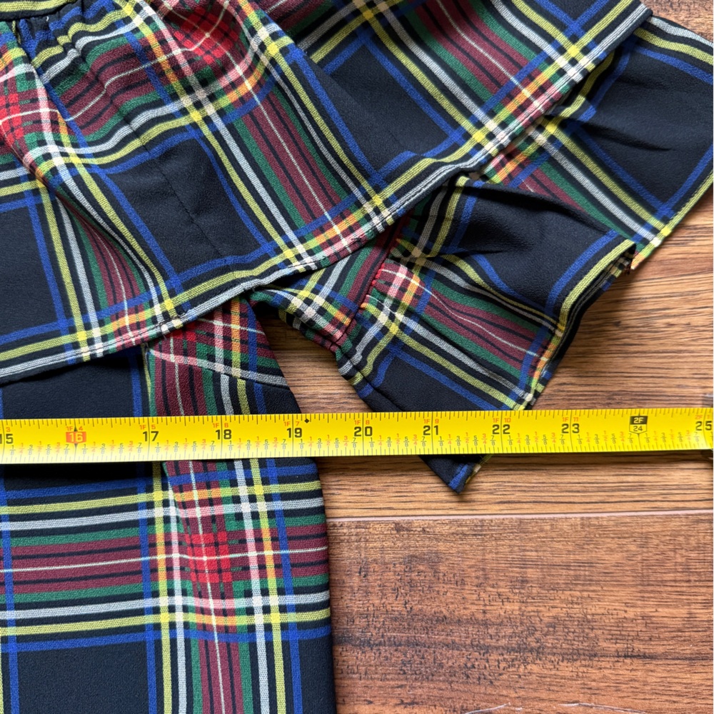 J. Crew Edie Stewart Tartan Plaid Ruffle Short Sleeve Blouse Size 10 - Picture 9 of 13